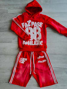 Custom Logo Rhinestone Acid Wash Streetwear Hoodie Tracksuit Screen Printing <b>Sweat</b> Suit Vintage Hoodies & <b>Shorts</b> Set For <b>Men</b> - Product Image 5