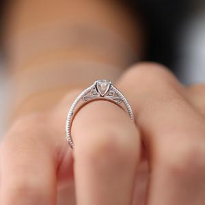 10x8mm Oval Cut <b>Moissanite</b> Vintage Engagement <b>Ring</b> with Green Side Stones | White Gold Bridal Jewelry - Product Image 2