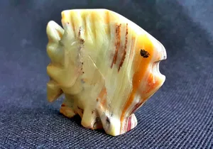 Figurine de poisson Onyx pierre précieuse sculptée Figurine de poisson Onyx marbre Vintage, décor de maison de poisson en pierre sculptée en Onyx naturel - Product Image 2
