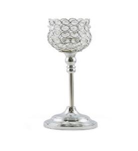 Dernier bougeoir fantaisie en cristal de métal argenté brillant bon marché de grande taille à la recherche sage porte-bougie fantaisie en cristal d'une seule pièce - Product Image 4