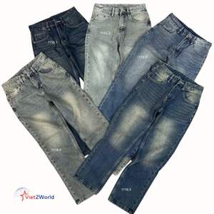 Automne hommes ODM formel affaires décontracté droit lâche Denim jean fabriqué au Viet Nam taille moyenne classique Badge broderie - Product Image 3