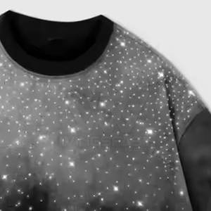 Gran oferta de camisetas de manga corta con diamantes de imitación para hombre, Camiseta estampada de algodón 100% holgada de alta calidad para hombre - Product Image 5