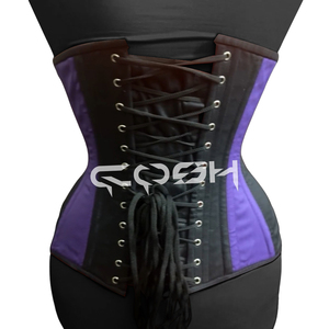 Corsés de Algodón Negros y Morados con Cintura Ancha y Curvas Extremas, Debajo del Busto |   Faja Reductora de Cintura y Abdomen con Soporte de Busto - Product Image 6