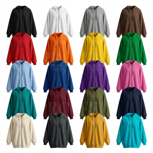 Sweat-shirts à capuche en coton et polyester surdimensionnés, vente en gros, vêtements de rue, sweat-shirt décontracté avec fermeture éclair, nouveau sweat-shirt en polaire pour l'hiver et l'automne - Product Image 1