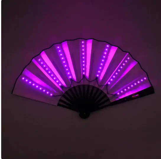 Ventilador plegable LED luminoso, luces de baile para Club nocturno, regalo de boda para invitados, suministros para fiesta de cumpleaños que brillan en la oscuridad, Halloween