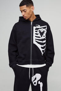 Nouvelle conception vêtements pour hommes survêtement 100% coton bouffée impression Logo pantalon empilé et sweat à capuche à fermeture éclair survêtement pour hommes - Product Image 6