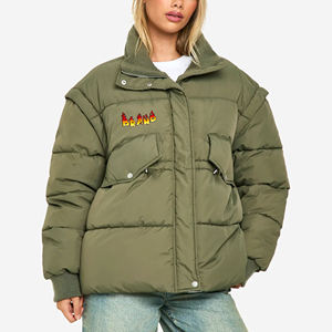 Top Selling Unique Design Ladies Puffer Jacket Winter Waterproof Breathable Embroidery Camouflage Cotton Filling OEM Service - Product Image 6