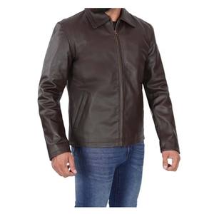 Veste en cuir de vachette noire mode coupe-vent respirant vintage fermeture éclair style hip hop blouson aviateur américain adulte - Product Image 2