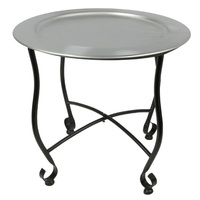 Table marocaine décorative en métal argenté finition antique, pour la maison, l'hôtel, le salon