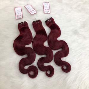 Extensiones de cabello humano Remy rojo color claro de alta calidad al por mayor máquina ondulada al agua teñida grado superior de la trama - Product Image 2