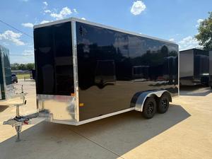 Free Shipping 7x16 V-Nose Enclosed <b>Cargo</b> <b>Trailer</b> Black Aluminum Side Door Dual Axle 1001-2000 kg Payload - Product Image 2