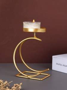 Porte-bougie en verre et métal unique de style nordique avec motif de renne, doré et noir, centre de table de Noël, décorations pour la maison, vente en gros en usine - Product Image 4