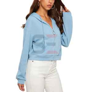 High Quality Female Cotton Plain Crop Hoodies Sweatshirt Custom <b>One</b> Size Women Hoodies Sweatshirts - Product Image 1