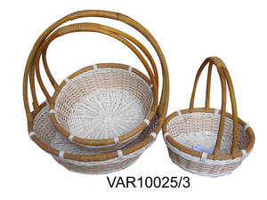 Set of 3 Handwoven Rattan Decorative <b>Storage</b> Baskets with Handles for <b>Home</b> <b>Organization</b> - Product Image 5