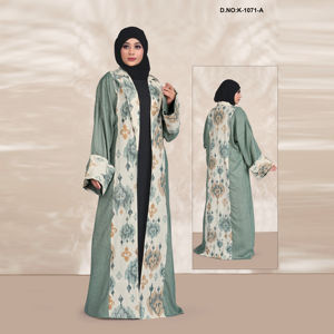 <b>Women's</b> V Neck Long Sleeve Floor Length Linen Abaya Breathable Lightweight Anti-Wrinkle Features Modest Plus Size for Daily - Product Image 3