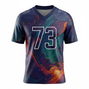 Maillots de football américain à manches courtes personnalisés, sublimés, 100% polyester, respirants, antibactériens, grande taille, logo avant, équipes - Product Image 4