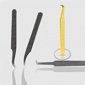 Extensiones de pestañas con punta de diamante desempolvada profesional, pinzas de acero inoxidable, capas finas gruesas, Punta puntiaguda - Product Image 4