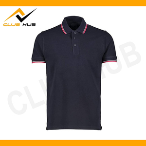 เสื้อโปโลแขนสั้นผ้าคอตตอนสำหรับผู้ชายระบายอากาศได้ดีมีลายปักสีพื้น - Product Image 2