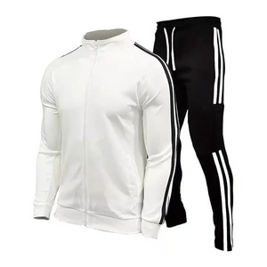 Automne hiver 2 pièces survêtement décontracté respirant survêtement Sport Gym veste manches longues pantalons de survêtement couleur unie Patchwork Design - Product Image 2