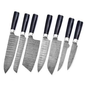 Juego de cuchillos de Damasco al por mayor de alta calidad con bajo MOQ, juego de 7 piezas con remaches exquisitos y funda de cuero para cocina, en venta. - Product Image 6