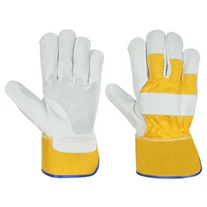 Beste Qualität Schlags chutz Arbeits handschuhe Schnitt beständige Rindsleder Split Leder Patch Palm Arbeits handschuhe für die Sicherheit