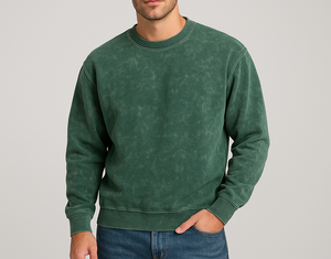 Trendy <b>Retro</b> Plain Dyed 100% Cotton Lined Breathable Regular Fit Men's Pullover <b>Sweatshirt</b> 2025 Fashion Eco-Friendly Soft - Product Image 3