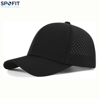 Casquette de baseball unisexe ajustable personnalisée 2026 en maille solide imperméable avec logo brodé et trous découpés au laser à 5 panneaux
