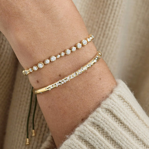 Pulsera de Tenis Asimétrica con Circonitas Cúbicas y Bisel de Cuerda de Nailon Ajustable e Impermeable de LUCKYJIU para Mujer - Product Image 2