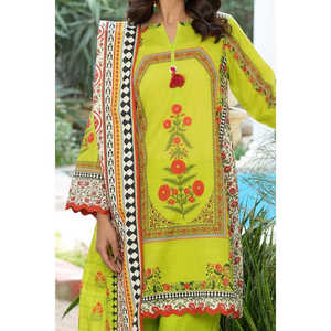 Conjunto de Traje Holgado de 3 Piezas para Mujer, Transpirable, Bordado a Mano, Estampado, Khaddar, 100% Algodón, SD-52243 - Product Image 4