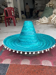 Grand chapeau mexicain adulte pour enfants jeu de rôle casquette de soleil mexicaine nouveauté chapeau de maquillage Halloween avec pompons - Product Image 4