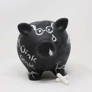 Chalkboard Piggy Bank Money Box with <b>Chalk</b> for Writing on - Product Image 4