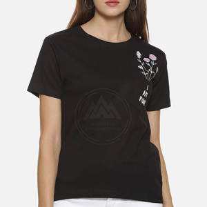 Mejor venta Top diseño mujer Camiseta cuello redondo longitud Regular buena tela mujeres camisetas en Stock - Product Image 1