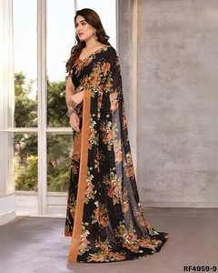 Saree con estampado de Georgette suave y vibrante con contraste llamativo y blusa perfecta para eventos festivos salidas casuales y uso diario - Product Image 6