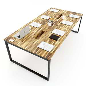 Acacia Wood Conference <b>Table</b> 120x240cm with Industrial Iron Legs <b>Office</b> Furniture for Hotel - Product Image 1