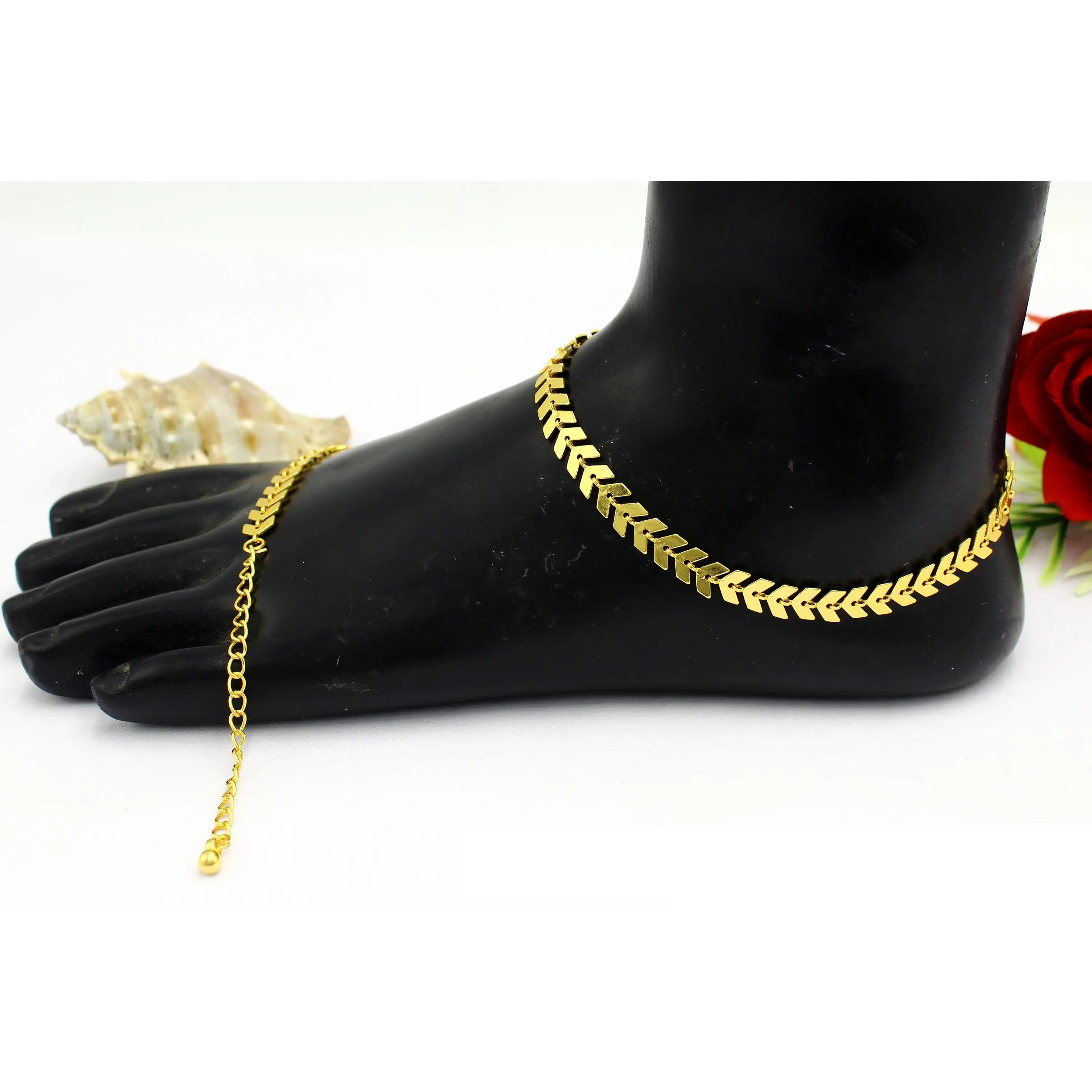 Moda jóias tornozeleiras jóias indianas UAE dubai jóias tornozeleira banhado a ouro novo designer na moda tornozeleira payal para as mulheres