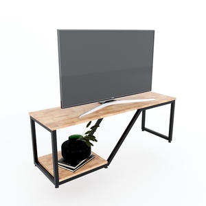 HEBE Soporte de TV Simple de 120 cm, Moderno y Minimalista, de Madera con Marco de Hierro y LED para Casa de Campo o Sala de Estar KTV68080 - Product Image 2