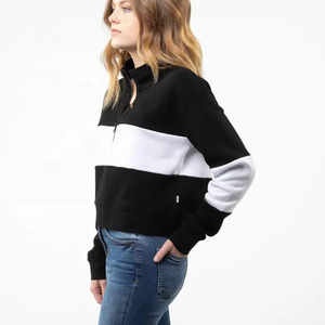 Venta al por mayor liso personalizado cuello redondo sudadera pulóver sudadera transpirable de gran tamaño en Blanco polar Unisex mujer sudadera - Product Image 2