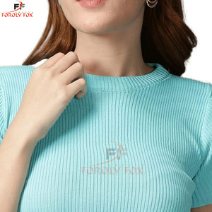 Venta caliente de la fábrica de bajo precio Oem Servicio Crop Top Mujeres Logotipo personalizado 100% Algodón Mujeres Cropped Top en blanco - Product Image 6