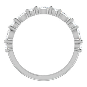 Anillo de Diamantes Plateado en Oro Blanco para Mujer, Corte Marquesa, con Garras Compartidas, Apilable, Color G, Diamante Sintético Cultivado en Laboratorio, Estilo Clásico - Product Image 3