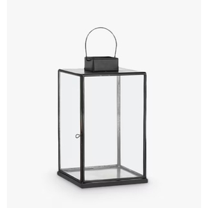 Modern Handmade <b>Black</b> Metal <b>Lantern</b> Candle Holder Indoor <b>Outdoor</b> Square Glass Lamp Vintage Home Decor For Wedding & Events - Product Image 1