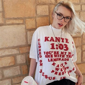 T-shirt imprimé bouffant Streetwear pour hommes personnalisé OEM d'usine T-shirt surdimensionné en coton Chemise à logo en relief 3D - Product Image 3