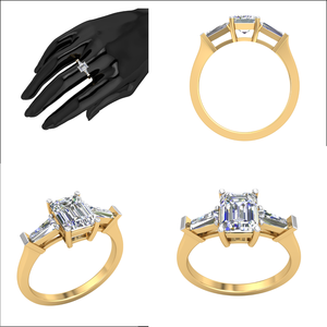 Anillo de bodas de oro macizo de 14 quilates para mujer con 2.46Cts VS Clarity EF Color Lab Grown Emerald Cut Diamond Jewelry - Product Image 2