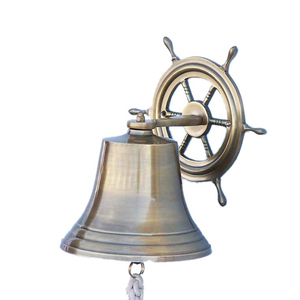 Nautical Antique Copper Hanging <b>Ship</b> <b>Wheel</b> Bell - Product Image 2