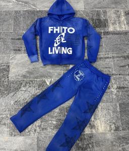 Ensemble sweat-shirt et pantalon de survêtement surdimensionné OEM Streetwear pour homme, en coton molletonné lourd de qualité supérieure, respirant, 400g, ensemble deux pièces - Product Image 1