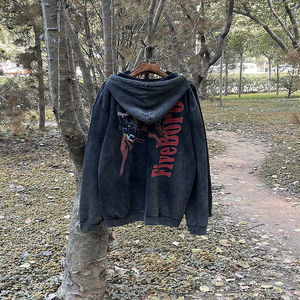 เสื้อฮู้ดดี้คุณภาพพรีเมียมแบบ OEM สตรีทแวร์ ฮู้ดคู่ ผ้าฝ้ายคอมบ์ 100% เฟรนช์เทอร์รี่ วินเทจ 500 กรัม ซักย้อมแบบแอซิดวอช - Product Image 2