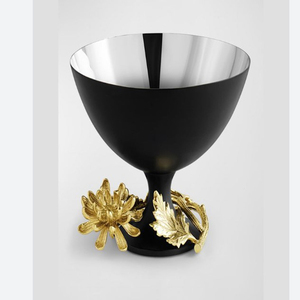 3 niveles completo negro decorativo metal forma redonda elegante hoja diseño dorado mango ensalada y tuerca tazón - Product Image 6