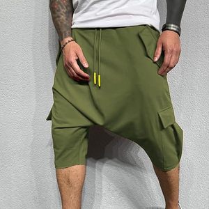 Pantalones Cortos Deportivos Casuales de Algodón 100% de Color Sólido, Holgados, Antiarrugas, con Cierre de Cordón, para Gimnasio - Product Image 3