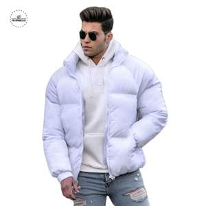 2024 men new design stylish logo puffer jacket streetwear comfortable long sleeve shiny jacket for men - Product Image 3