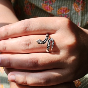 แหวนเงินงู CZ วงแหวนเงิน CZ วงตางู - Product Image 1