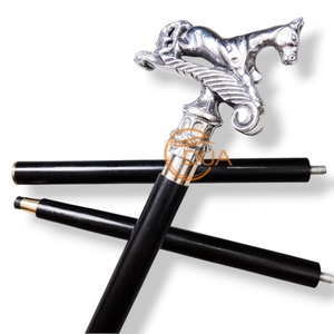 Bạc Nickel Mạ 36-Inch Ngựa Đầu Mía Trọng Lượng Nhẹ Gỗ Đi Bộ Dính Với Cao Su Tip Cho Đi Bộ Đường Dài - Product Image 5